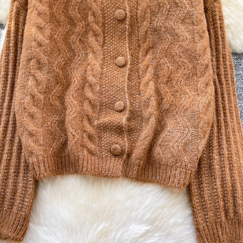 Casual Thermal Lapeled Cardigan