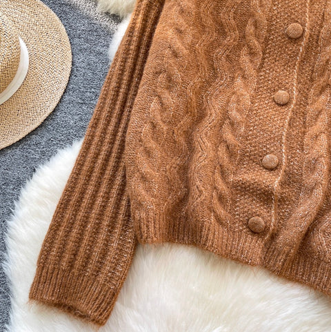 Casual Thermal Lapeled Cardigan