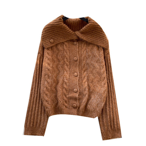 Casual Thermal Lapeled Cardigan