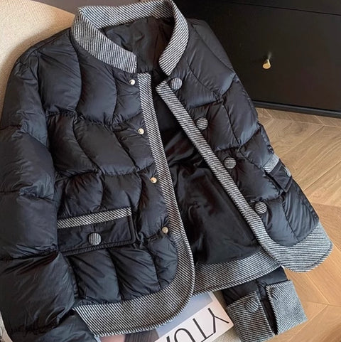 Tweed Patchwork Black Cotton Jacket