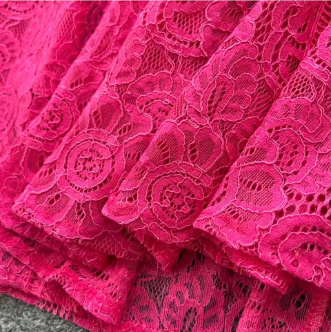 Courtly Single-breasted Lace Dress