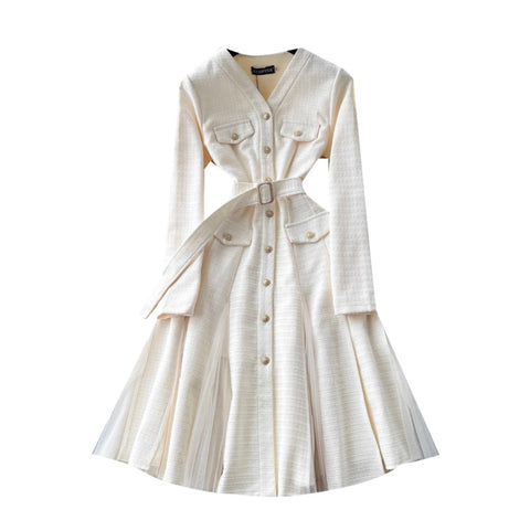 V-neck Mesh Patchwork Elegant Dress