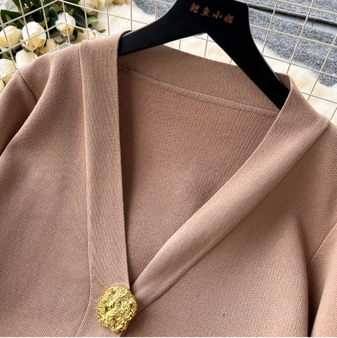 Loose-fit Cardigan & Trousers Knitted 2Pcs