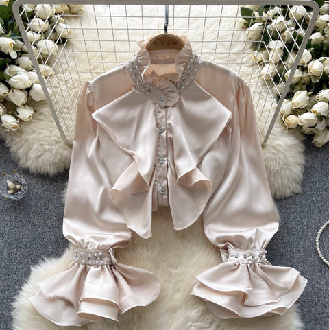 Courtly Beaded Ruffled Shirt