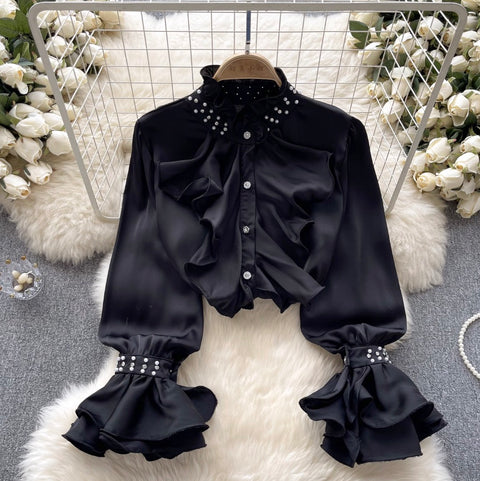 Courtly Beaded Ruffled Shirt