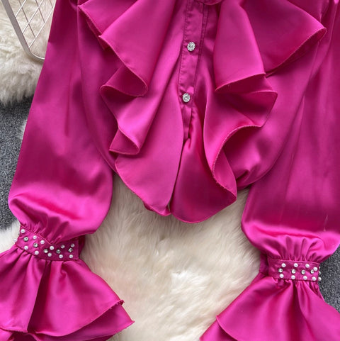 Courtly Beaded Ruffled Shirt