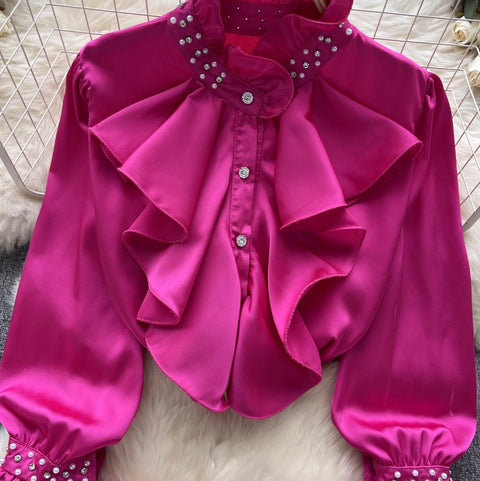 Courtly Beaded Ruffled Shirt