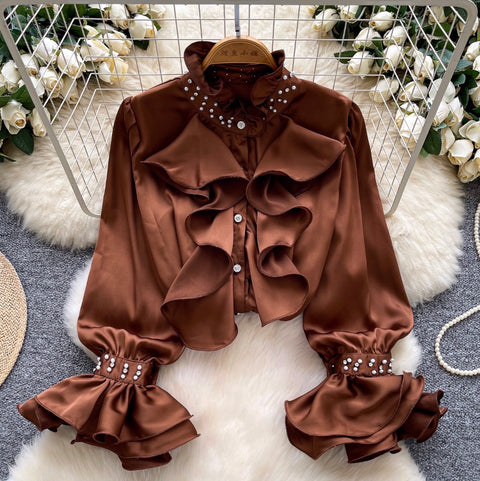 Courtly Beaded Ruffled Shirt