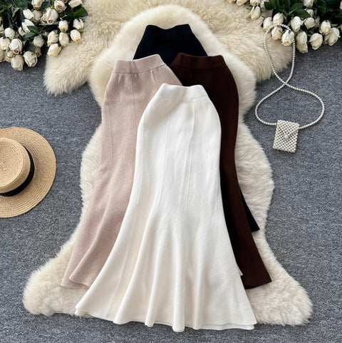 High-waist Fishtail Knit Skirt