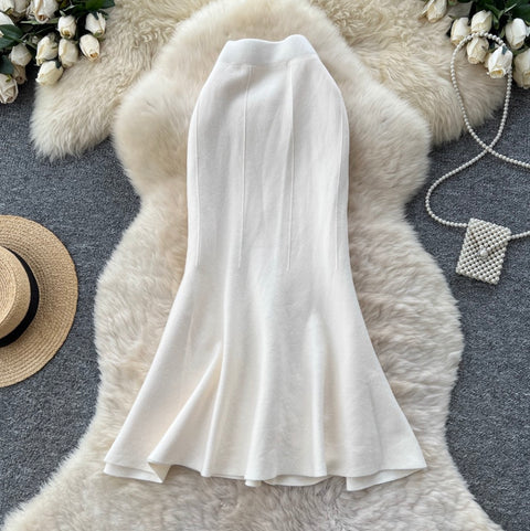 High-waist Fishtail Knit Skirt