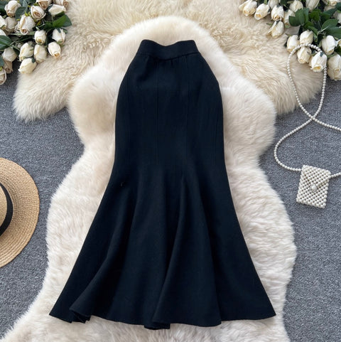 High-waist Fishtail Knit Skirt