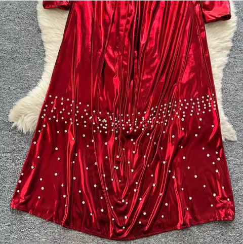 Premium Beaded V-neck Dress