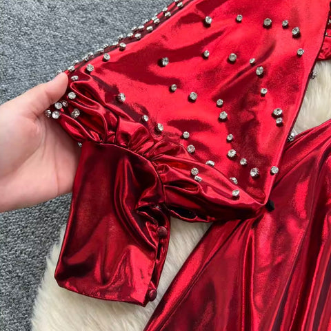 Premium Beaded V-neck Dress