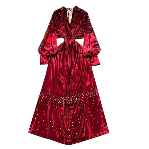 Premium Beaded V-neck Dress