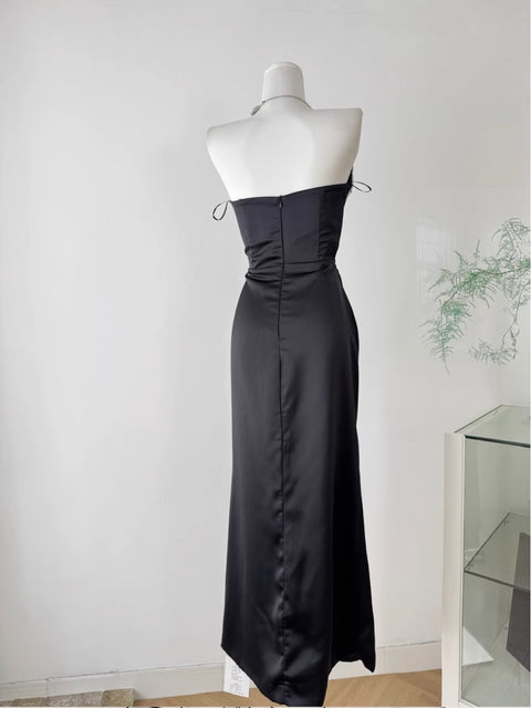 Sequined Off-shoulder Black Dress