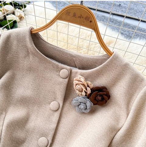 3D Floral Cardigan & Skirt 2Pcs