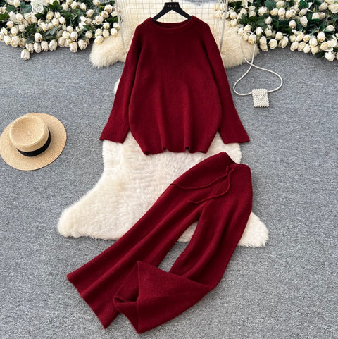 Loose-fit Sweater & Trousers Knit 2Pcs