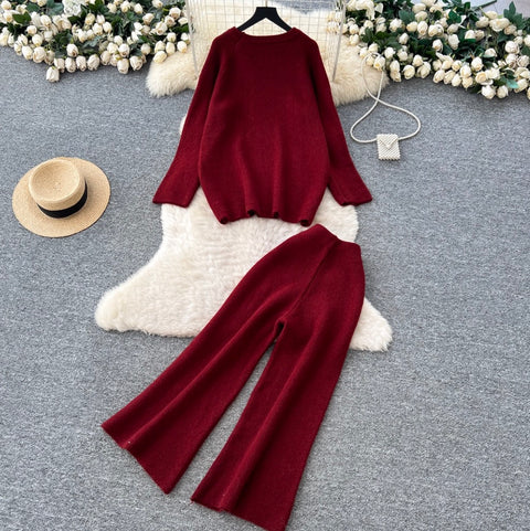 Loose-fit Sweater & Trousers Knit 2Pcs