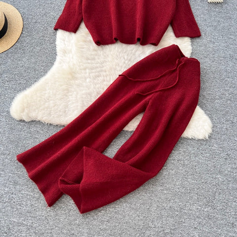 Loose-fit Sweater & Trousers Knit 2Pcs