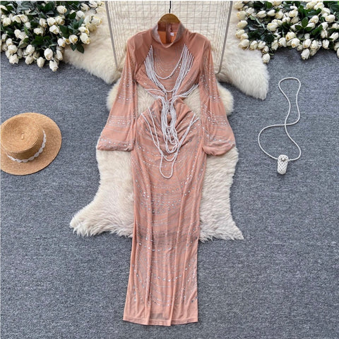 Niche Rhinestone Studded Dress