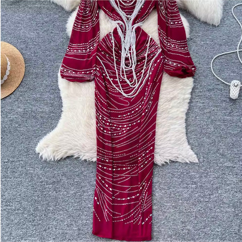 Niche Rhinestone Studded Dress