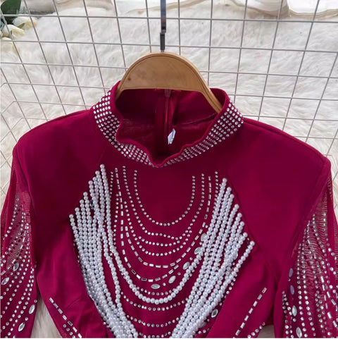 Niche Rhinestone Studded Dress