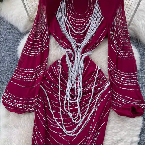 Niche Rhinestone Studded Dress