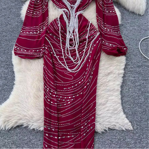 Niche Rhinestone Studded Dress