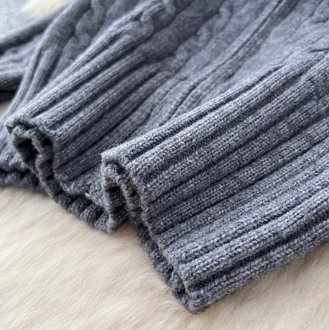 Furry Cardigan & Skirt Twist-knit 2Pcs