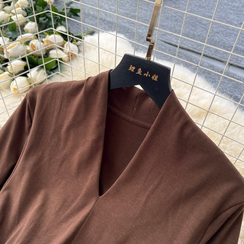 Premium V-neck Patchwork Dress