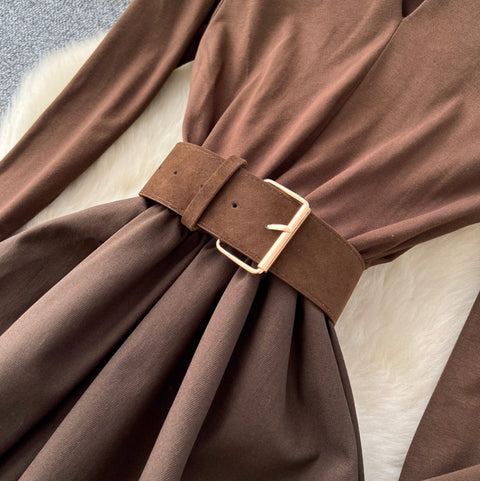 Premium V-neck Patchwork Dress