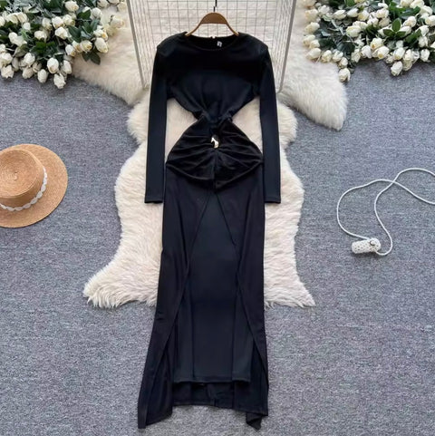 Premium Crew Neck Split Dress