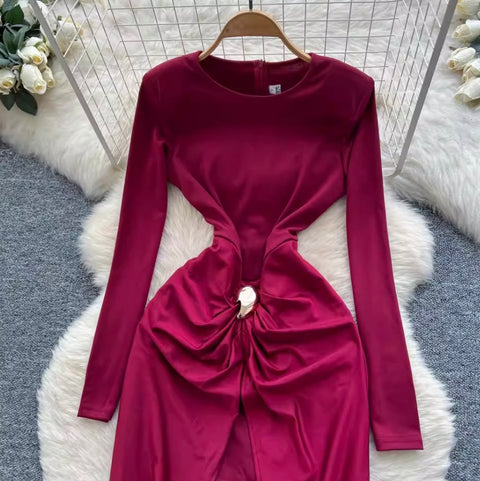 Premium Crew Neck Split Dress