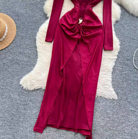 Premium Crew Neck Split Dress