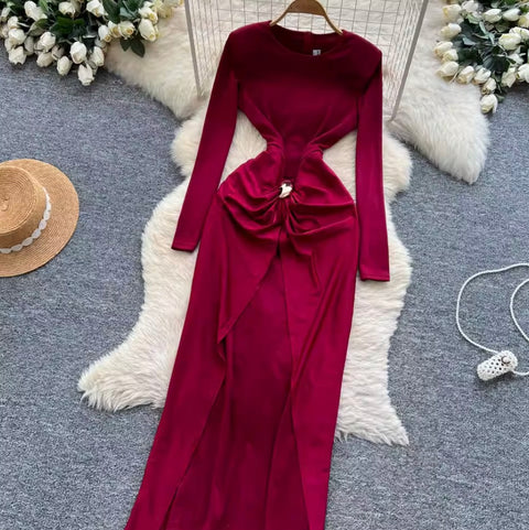 Premium Crew Neck Split Dress