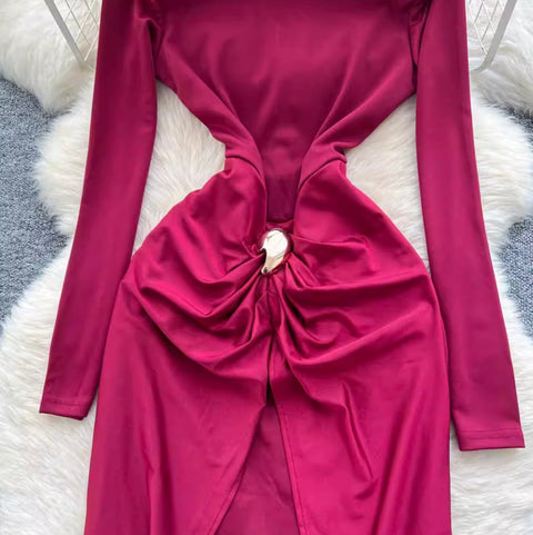 Premium Crew Neck Split Dress