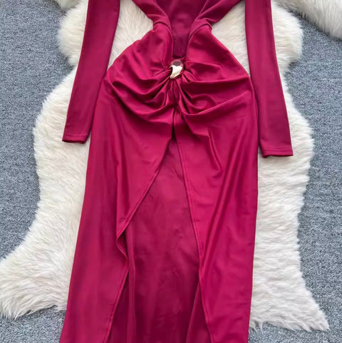 Premium Crew Neck Split Dress