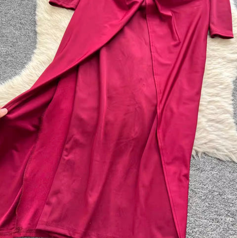 Premium Crew Neck Split Dress