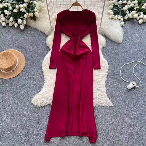 Premium Crew Neck Split Dress