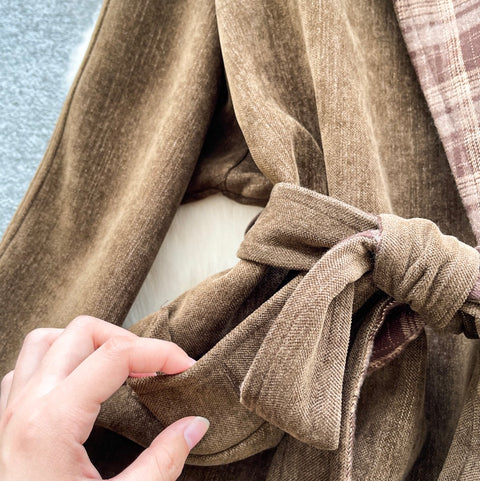 Korean Style Plaid Patchwork Coat