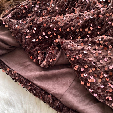 Sequined Mesh Patchwork Short Dress