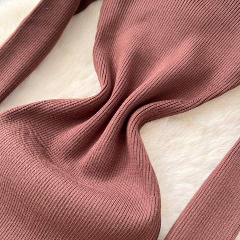 Beaded Long-sleeve Knit Dress