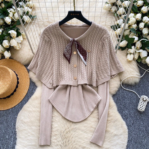 Twisted Cardigan & Sweater 2Pcs