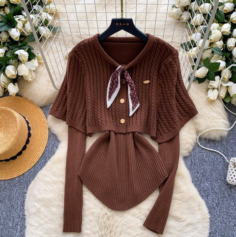 Twisted Cardigan & Sweater 2Pcs