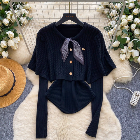 Twisted Cardigan & Sweater 2Pcs