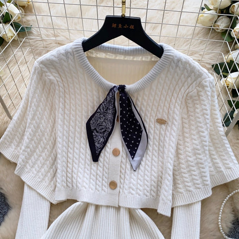 Twisted Cardigan & Sweater 2Pcs