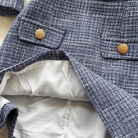 Round-collar Blazer & Skirt OL 2Pcs