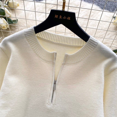 Half-zipped Sweater & Skirt 2Pcs