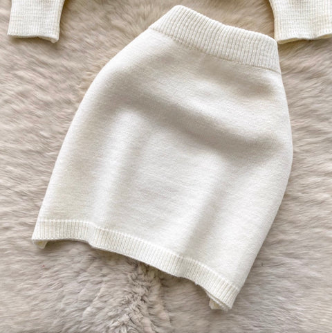 Half-zipped Sweater & Skirt 2Pcs