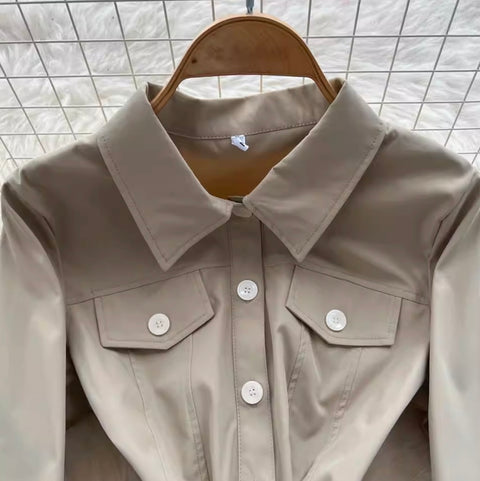 Simple Design Shirt Dress with Belt